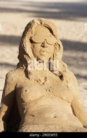 Sandskulptur am Strand, South Beach, Miami, Florida, USA, Amerika Stockfoto