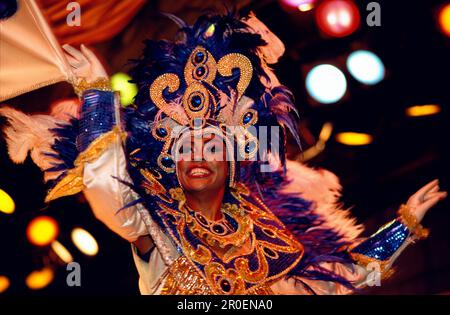 Frau in Karnevalskostüm, brasilianische Tanztruppe, Karneval, Rio de Janeiro, Brasilien Stockfoto