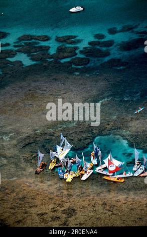 Luftfoto, Boote, Porto de Galinhas, Ipojuca, Pernambuco, Brasilien Stockfoto