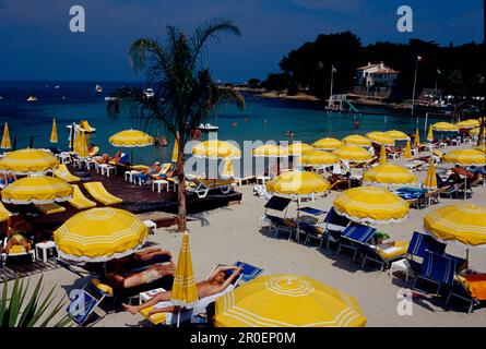 Plage de la Garoupe, bei Antibes, Cote d'Azur, Alpes Maritimes Provence, Frankreich Stockfoto