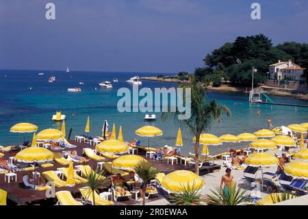 Plage de la Garoupe bei Antibes, Cote d'Azur, Provence, Frankreich Stockfoto