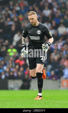 Brighton, Großbritannien. 08. Mai 2023. Jason Steele Torwart von Brighton und Hove Albion während des Premier League-Spiels zwischen Brighton & Hove Albion und Everton im Amex am 8. 2023. Mai in Brighton, England. (Foto von Jeff Mood/phcimages.com) Kredit: PHC Images/Alamy Live News Stockfoto