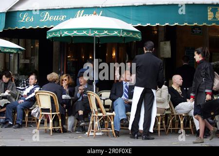 Café Les Deux Magots, St. Germain, Paris, Frankreich, Paris, St. Germain, Café Les Deux Magots Stockfoto