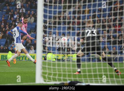 Brighton und Hove, Großbritannien. 8. Mai 2023. Dwight McNeil von Everton trifft beim Premier League-Spiel im AMEX Stadium, Brighton und Hove auf 5-1 Punkte. Das Bild sollte lauten: Paul Terry/Sportimage Credit: Sportimage Ltd/Alamy Live News Stockfoto