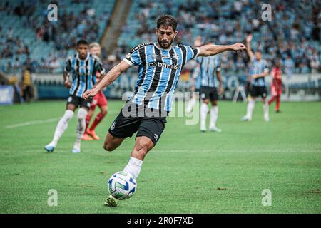 7. Mai 2023, Porto Alegre, Rio Grande do Sul, USA: (SPO) brasilianische Fußballmeisterschaft: Gremio gegen Red Bull Bragantino. 07. Mai 2023, Porto Alegre, Brasilien: Fußballspiel zwischen Gremio und Bragantino, gültig für die vierte Runde der brasilianischen Fußballmeisterschaft, die in der Arena do Gremio im Norden von Porto Alegqqre stattfindet, am Sonntag (7.) Kredit: Matheus PE/Thenews2 (Kredit: © Matheus PE/TheNEWS2 via ZUMA Press Wire) NUR REDAKTIONELLE VERWENDUNG! Nicht für den kommerziellen GEBRAUCH! Stockfoto