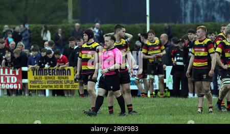 Carmarthen Quins RFC Youth gegen Burryport RFC Youth Scarlets Cup Finale 2023 Stockfoto