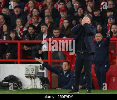 Nottingham, Großbritannien. 08. Mai 2023. Steve Cooper Manager von Nottingham Forest reagiert während des Premier League-Spiels Nottingham Forest vs Southampton auf der City Ground, Nottingham, Großbritannien, am 8. Mai 2023 (Foto von Craig Thomas/News Images) in Nottingham, Großbritannien, am 5./8. Mai 2023. (Foto: Craig Thomas/News Images/Sipa USA) Guthaben: SIPA USA/Alamy Live News Stockfoto