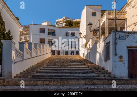 Kleine und charmante Altstadt, Labyrinth von Straßen und Treppen die Geschichte der Stadt Altea und ihrer schönsten Ecken, Alicante, Spanien, Europa Stockfoto
