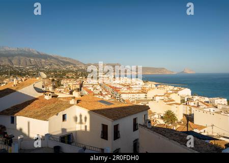 Aus der Vogelperspektive der Glorieta del Maño in der Stadt Altea, in der Provinz Alicante, Spanien, Europa Stockfoto
