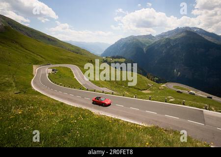 Autofahrt entlang der Hochalpenstraße, Hochalpenstraße, Gebirgspass, Kärnten, Österreich Stockfoto