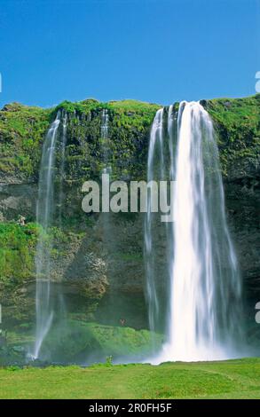 Island, Seljalandsfoss Wasserfall im Süden Stockfoto