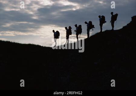 Bergsteiger auf dem Berg Karwendel, Bayern, Deutschland Stockfoto