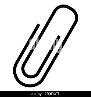 Schwarzes isoliertes Symbol einer Büroklammer auf weißem Hintergrund. Silhouette der Büroklammer. Flaches Design. Stock Vektor
