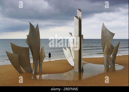 Omaha Beach: memorial Les Braves von Anilore Bandon, Dep. Calvados, Normandie, Frankreich, Europa Stockfoto