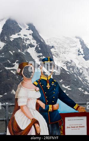 Paperdouble von Kaiserin Elisabeth und Kaiser Franz Joseph, Hochalpenstraße Grossglockner, Österreich Stockfoto