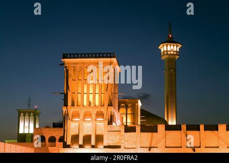 Vereinigte Arabische Emirate Dubai, Bur Dubai, Grand mosc, Bastakiya District, Windturm Stockfoto