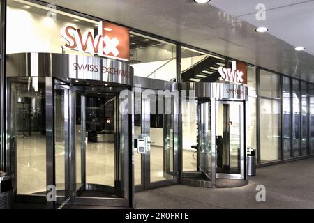 Schweiz, Zürich, Börse, schweizer Börsenschild, Eingang Stockfoto