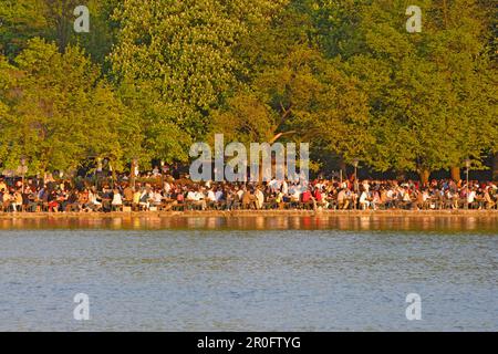 Im Biergarten Seehaus am Kleinhesseloher See, Englischer Garten, München, Bayern, Deutschland Stockfoto