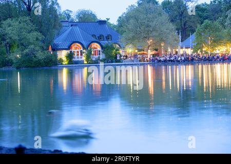 Bewohner des Biergartens Seehaus am Kleinhesseloher See, Englischer Garten, München, Bayern, Deutschland Stockfoto