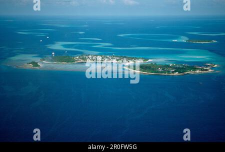 Luftaufnahme der Malediven, Malediven, Indischer Ozean, Südmännliches Atoll, Kandooma, Guraidhoo Stockfoto