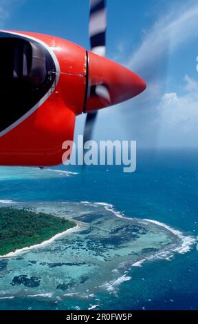 Luftaufnahme der Malediven, Malediven, Indischer Ozean, Nordmännliches Atoll Stockfoto