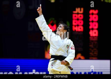 Doha, Katar, 7. Mai 2023. Assunta Scutto aus Italien feiert den Sieg beim Frauenbronzemedaillenspiel 48kg während der Judo-Weltmeisterschaft 2023 - Tag 1 in Doha, Katar. 7. Mai 2023. Kredit: Nikola Krstic/Alamy Stockfoto