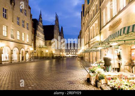 Giebelhäuser am Prinzipalmarkt, Münster, Nordrhein-Westfalen, Deutschland Stockfoto