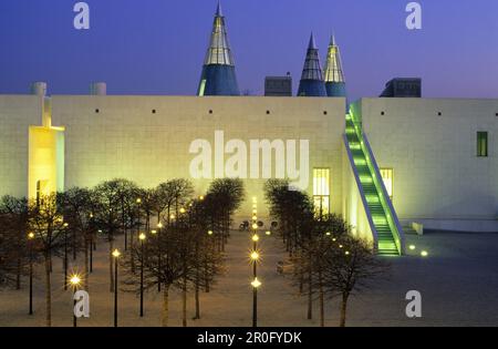 Kunst- und Ausstellungshalle der Bundesrepublik Deutschland bei Nacht, Bonn, Nordrhein-Westfalen Stockfoto