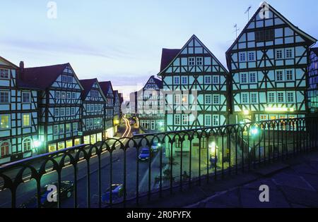 Fachwerkhäuser in der Altstadt, Homberg (Efze), Hessen, Deutschland Stockfoto