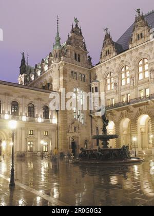 Hygieia-Brunnen im Innenhof des Rathauses, Hamburg Stockfoto