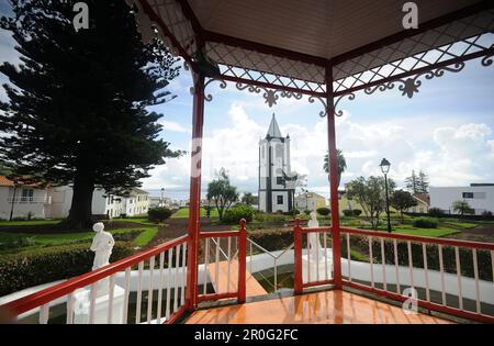 Uhrenturm, Torre de Relogio und Garten, Horta, Faial Island, Azoren, Portugal Stockfoto