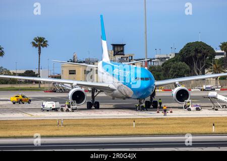 Aerolineas Argentinas Airbus A330-202 (REG: LV-GHQ) kam mit einem Direktflug aus Buenos Aires an. Stockfoto