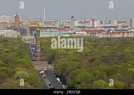 Siegessäule, 17. Juni Straße, Tiergarten, Berlin, Deutschland Stockfoto