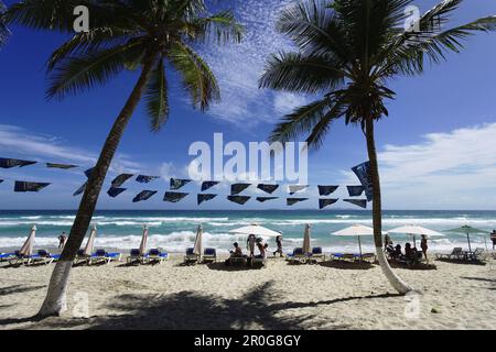 Blick auf Playa El Aqua, Isla Margarita, Venezuela Nueva Esparta Stockfoto