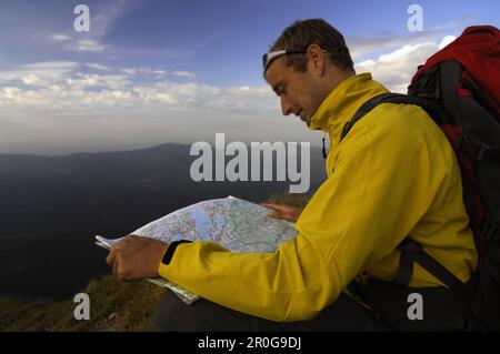 Wanderkarte, Klammspitze, Bayern, Deutschland Stockfoto