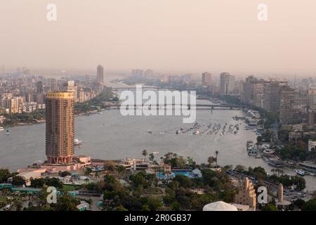 Blick vom Cario Tower in Kairo und Nil, Ägypten, Kairo Stockfoto