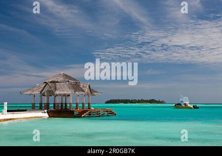 Lagune von Maldive Island Kandooma, Malediven, Süd-Männchen-Atoll Stockfoto