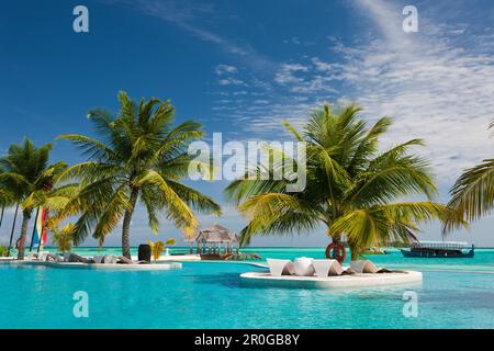 Pool von Maldive Island Kandooma, Malediven, South Male Atoll Stockfoto