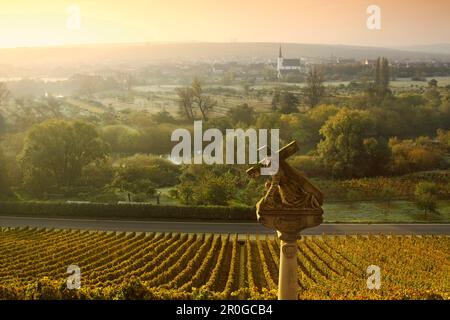 Way of the Cross, Weinberge in der Nähe von Volkach-Escherndorf, Nordheim im Hintergrund, Franken, Bayern, Deutschland Stockfoto