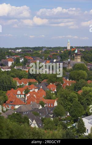 Blick über die Schuengelberg-Siedlung, Gelsenkirchen-Buer, Nordrhein-Westfalen, Deutschland Stockfoto