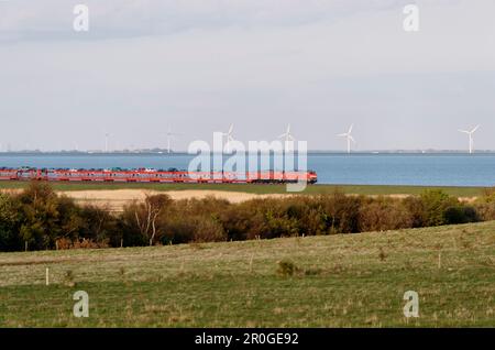 Deutsche Eisenbahn am Hindenburger Damm, Sylt, Schleswig-Holstein, Deutschland Stockfoto