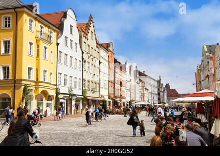 Fußgängerzone, Altstadt, Landshut, Niederbayern, Deutschland Stockfoto