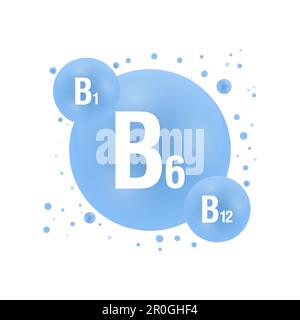 Vitamin-B-Komplex. B1, B6 UND B12. Medizinisches Gesundheitskonzept. Vektordarstellung Stock Vektor