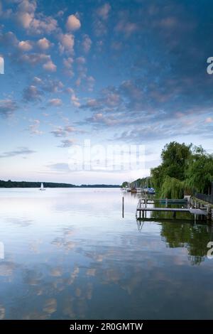 Blick über den See Ruppiner See, Neuruppin, Brandenburg, Deutschland, Europa Stockfoto