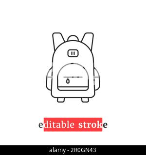 Rucksacksymbol mit minimal bearbeitbarem Strich Stock Vektor
