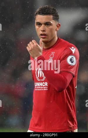 Nottingham, Großbritannien. 08. Mai 2023. Brennan Johnson #20 of Nottingham Forest während des Premier League-Spiels Nottingham Forest vs Southampton in City Ground, Nottingham, Großbritannien, 8. Mai 2023 (Foto von Craig Thomas/News Images) in Nottingham, Großbritannien, am 5./8. Mai 2023. (Foto: Craig Thomas/News Images/Sipa USA) Guthaben: SIPA USA/Alamy Live News Stockfoto
