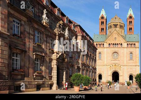 Stadthaus und Kathdral Dom zu Speyer, Speyer, UNESCO-Weltkulturerbe Kaiserdom zu Speyer, Rheinland-Pfalz, Deutschland Stockfoto