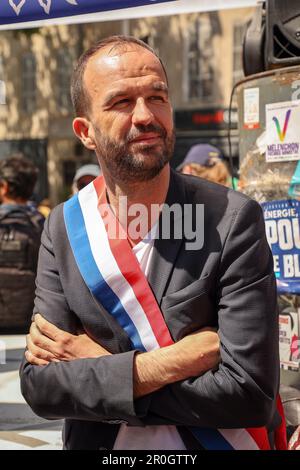 Marseille, Frankreich. 06. Mai 2023. Manuel Bompard Stellvertreter der Partei La France Insoumise (LFI), die während des "marschs der Wut" in Marseille gesehen wurde. Mehrere Gewerkschaften und linke Parteien haben einen "Marsch der Wut" in Marseille gefordert, der darum ersuchen soll, in würde zu leben, zu arbeiten und zu altern. Kredit: SOPA Images Limited/Alamy Live News Stockfoto