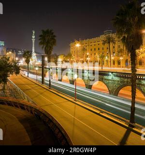 Leere Straßen bei Nacht, Ronda del Litoral, Barcelona, Spanien, Europa Stockfoto