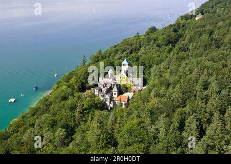 Aus der Vogelperspektive: Schloss Seeburg am Oststrand des Starnberger Sees, Oberbayern, Deutschland, Europa Stockfoto